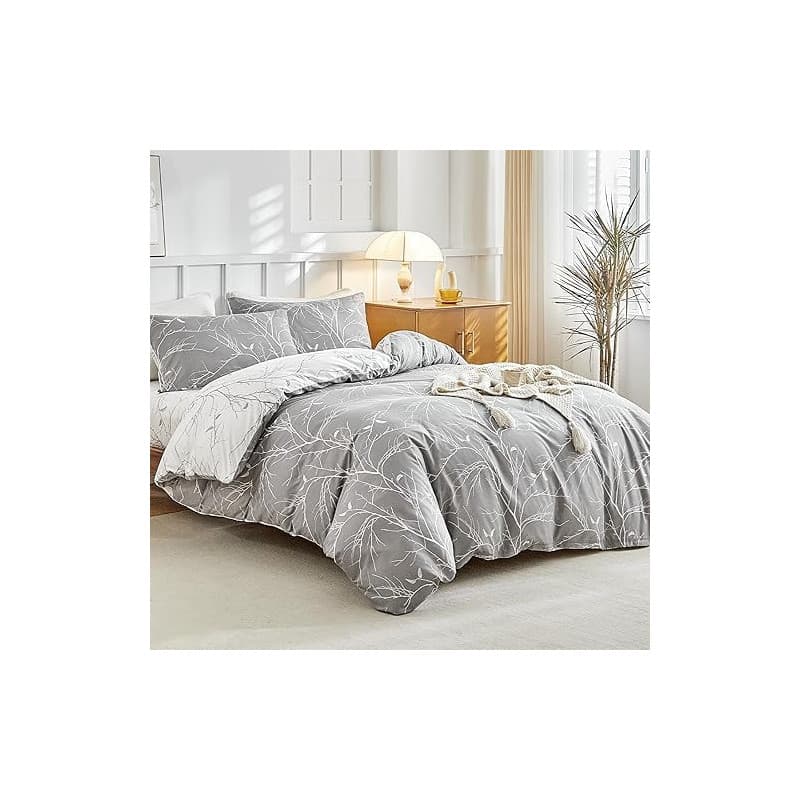 Tokokimo Parure de Lit 160 x 200 4 Pièces Housse de Couette 240x220 cm + Drap Housse 160 x 200 cm avec 2 taies d'oreillers 65x65