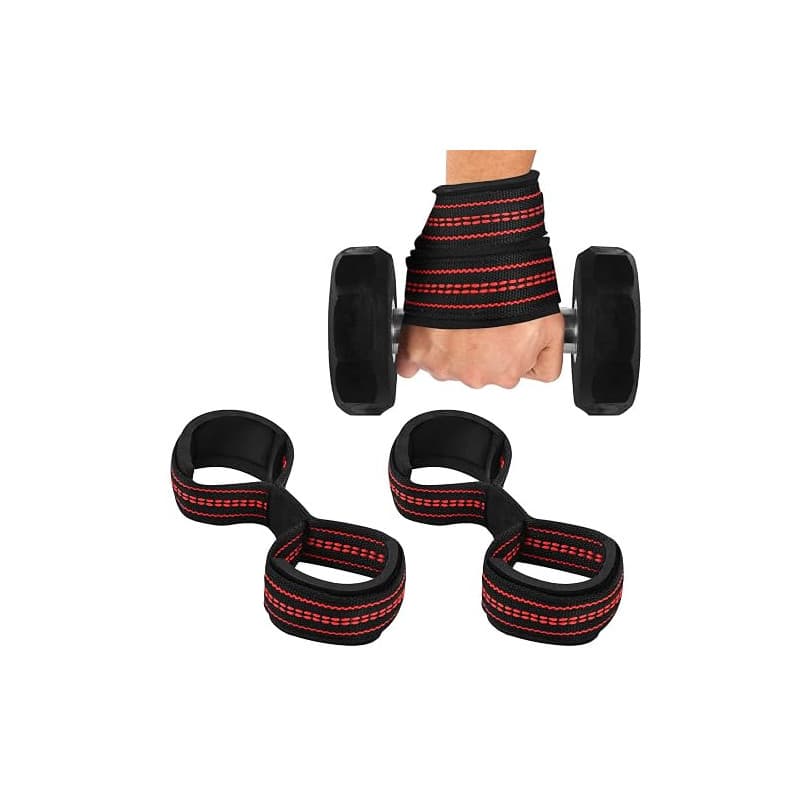 Flintronic 8 Sangle De Tirage Musculation, Sangles d'haltérophilie Rembourrées, Gym Levage Support de Poignet Bandage, Antidérap