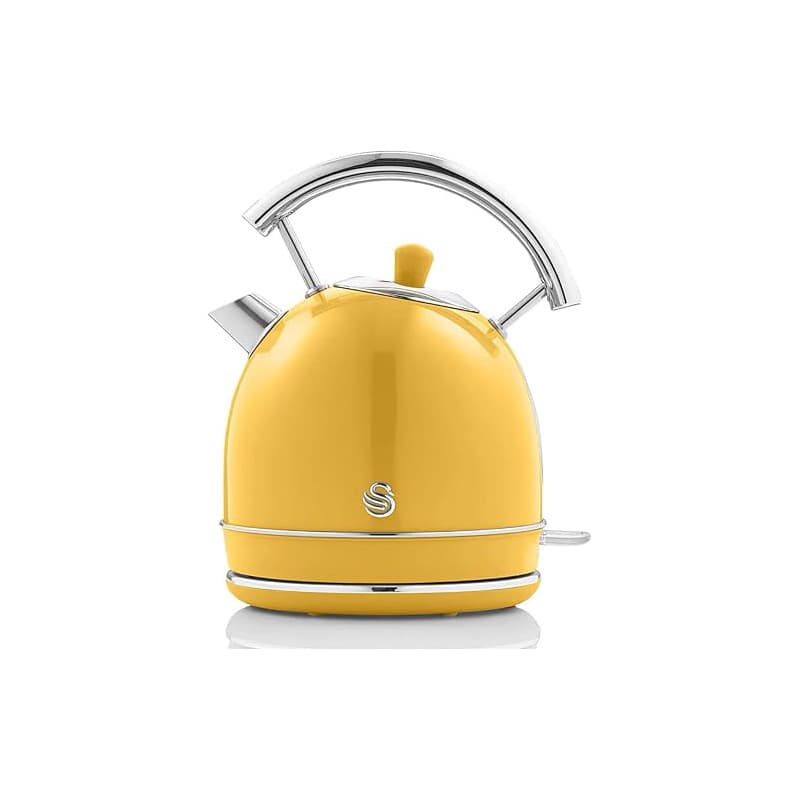 Swan Retro Bouilloire Électrique 1,8 Litre, Design Vintage, Arrêt Automatique Contrôleur Strix, Sans fil, Acier Inoxydable, sans