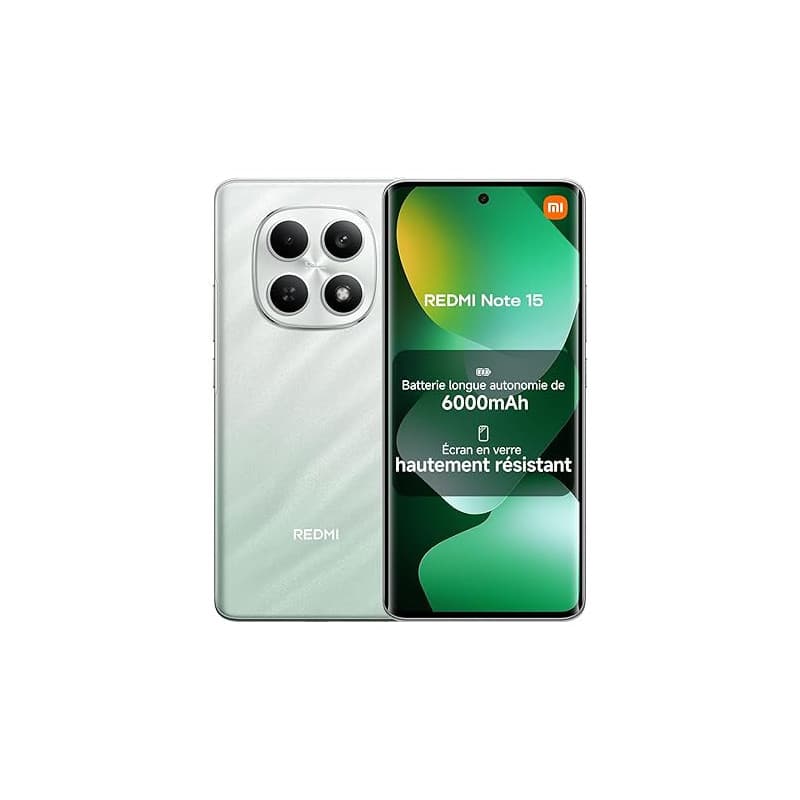 XIAOMI REDMI Note 15 Smartphone 8+256 Go Batterie 6000 mAh - Vert Forêt | Écran FHD+ 6,77", résistance eau IP64, caméra 108 MP u