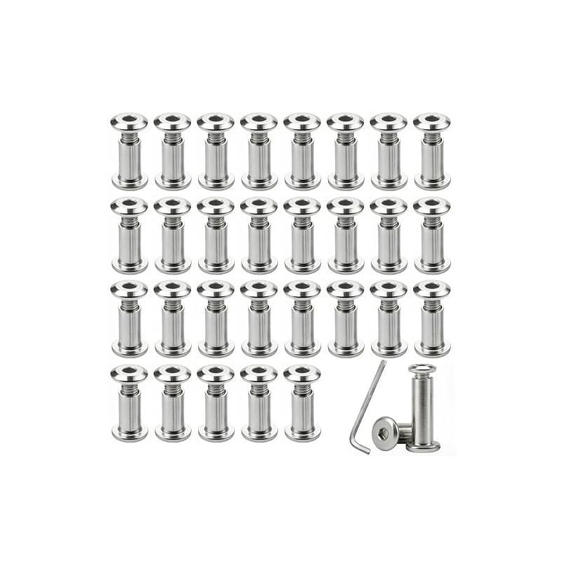 30 Pièces Vis de Connexion M4 × 16 mm, Pour Connecter des Meubles, Armoires | 304 Acier Inoxydable Vis de Connecteur d'Assemblag