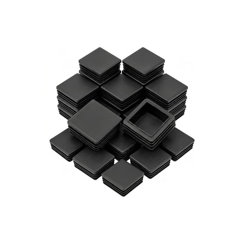 QWORK® 20 PCS 40 x 40 mm Bouchons à lamelles pour Tube carré, Embout de Bouchon en Plastique Noir carré pour Tube de Tuyau, Plas