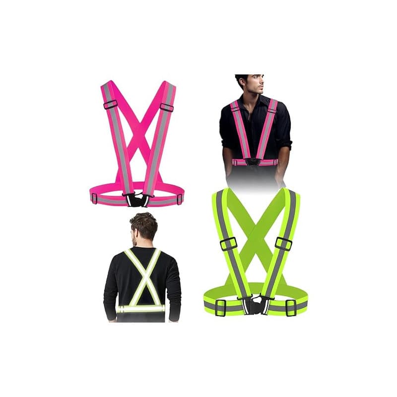 XULIDEONG Harnais Réfléchissant, 2 Pièces Bretelles Réfléchissantes, Gilet de Sécurité Haute Visibilité, Gilet de Sécurité Réflé
