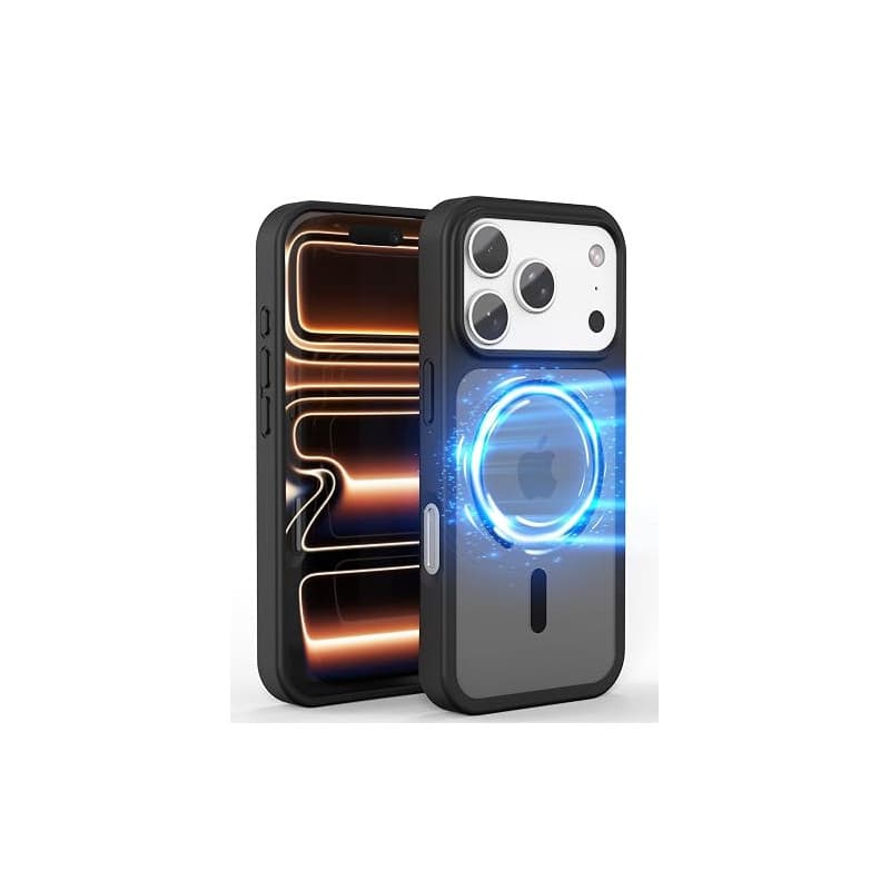 ELEVAVIDA Coque iPhone 17 Pro Noire – Coque magnétique Transparente, Fine et légère, Antichoc et Anti-Rayures, Compatible MagSaf