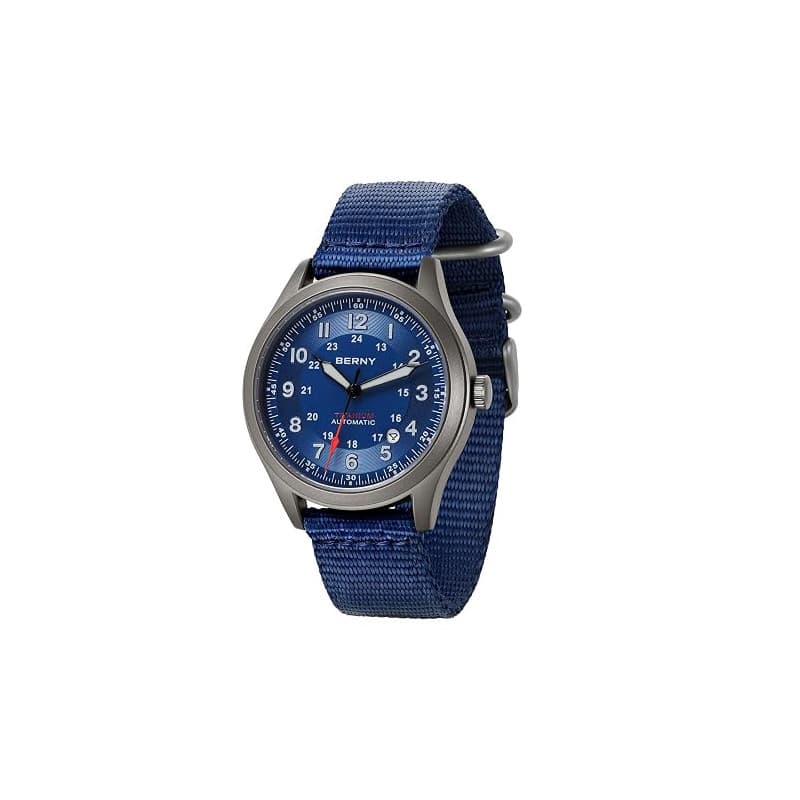BERNY Montre en Titane pour Hommes Montres Automatiques Super Luminova 10ATM Étanche Homme Mécanique Analogique Montre-Bracelet