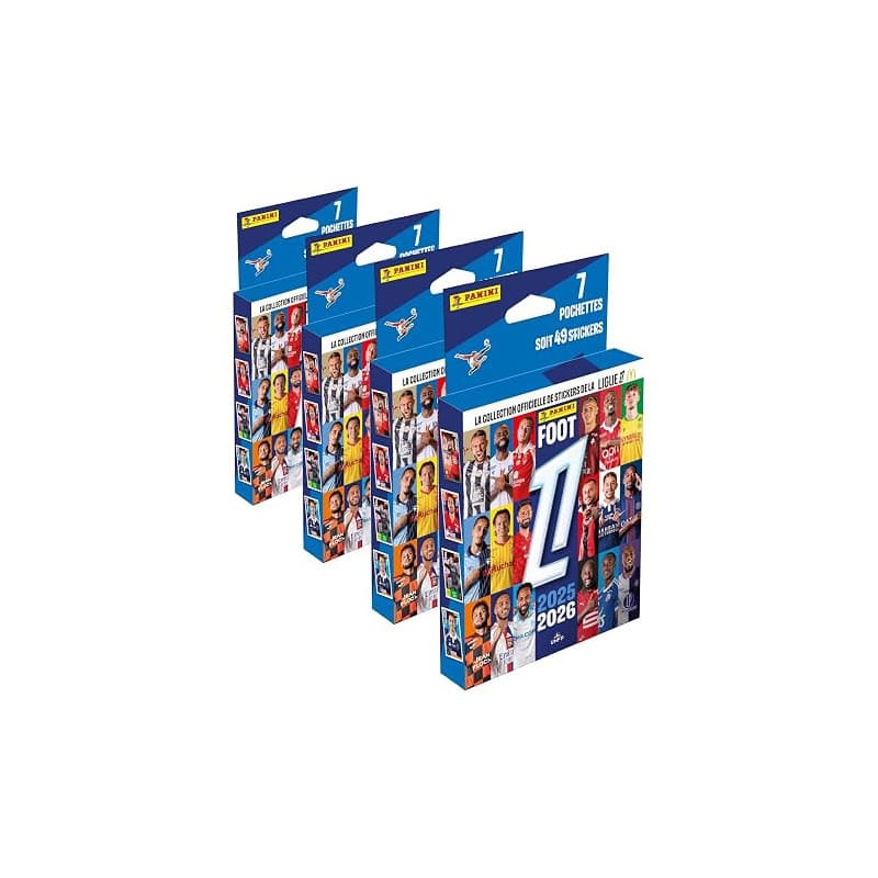 Panini FOOT 2025-26 LIGUE 1 McDONALD'S Blister 7 pochettes de 7 stickers (Lot de 4)