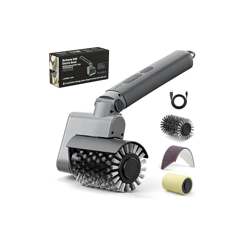 Brosse électrique pour barbecue 3 en 1 – Nettoyeur de barbecue sans fil | Sans fil, rechargeable, imperméable, nettoyant pour ba