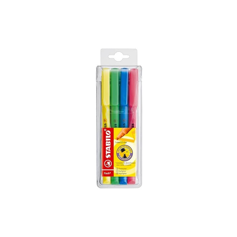 STABILO flash - Surligneur - Pochette x 4 surligneurs fluo - Coloris assortis