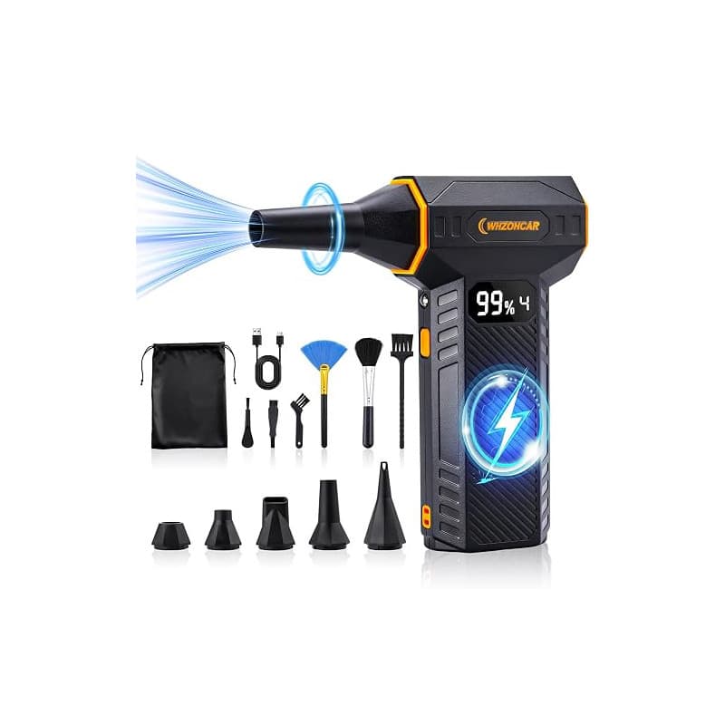 Souffleur Air Comprimé 4 Vitesses 200000 TR/Min Mini Souffleur Batterie | Air Duster Puissant avec Batterie 12000mAh pour Nettoy