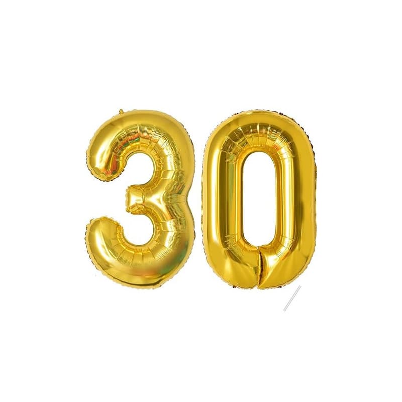 Ballons Anniversaire 30 Or - 100cm - Chiffre Numéro 30 - Happy Birthday Decoration Fête d'Anniversaire Ans Vole Grâce à l'Hèlium