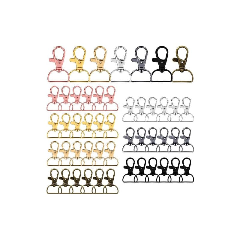 50 Pièces Mousqueton Porte Clé,Fermoirs Mousquetons Pivotants,D Fermoir Porte-clés Clip pour Bijoux, Sac à Main, Sac à Bandouliè