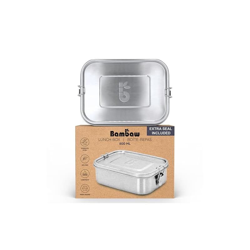 Bambaw Boite Gouter Inox 800 ml | Boite à Gouter Sans Bpa | Boite Repas Hermetique | Boite Compartiment Repas | Lunch Box Etanch