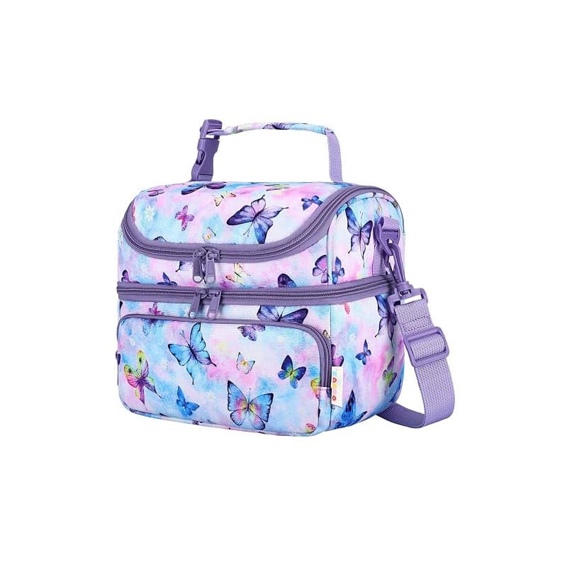 Kasgo Sac Isotherme Repas Enfant, 2 Compartiments 7,5L Grand Sac Isotherme Enfant Fille Lunch Déjeuner avec Anse Bandoulière Amo