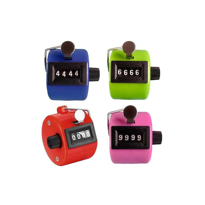 Hxjfnb 4 Pcs Compteurs Manuels,Compteur À Cliquer 4 Chiffres Compteurs Manuels,Compteur À Main avec Anneau De Doigt,Compte Jusqu