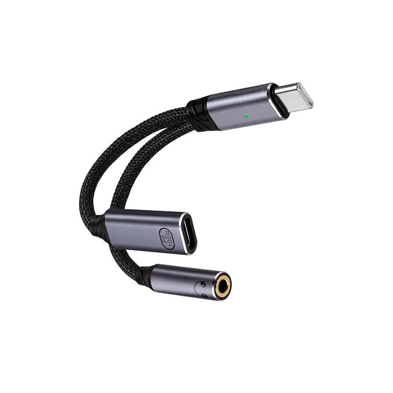 Adaptateur USB C Jack 3.5mm avec Charge Rapide, 2 en 1 Type C PD 100W Audio Charge Adaptateur Câble Compatible avec iPhone 17 16