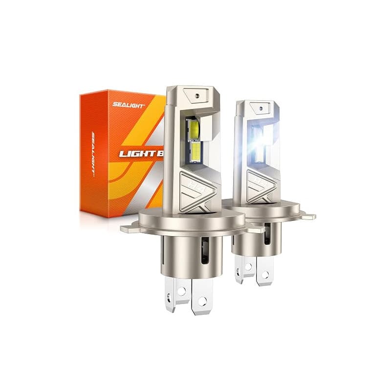SEALIGHT H4 LED 52000LM 6500K Blanc Froid, Ampoules LED H4 de Phare Voiture et Moto, 1:1 Taille Halogène, 80000+ Heures de Durée