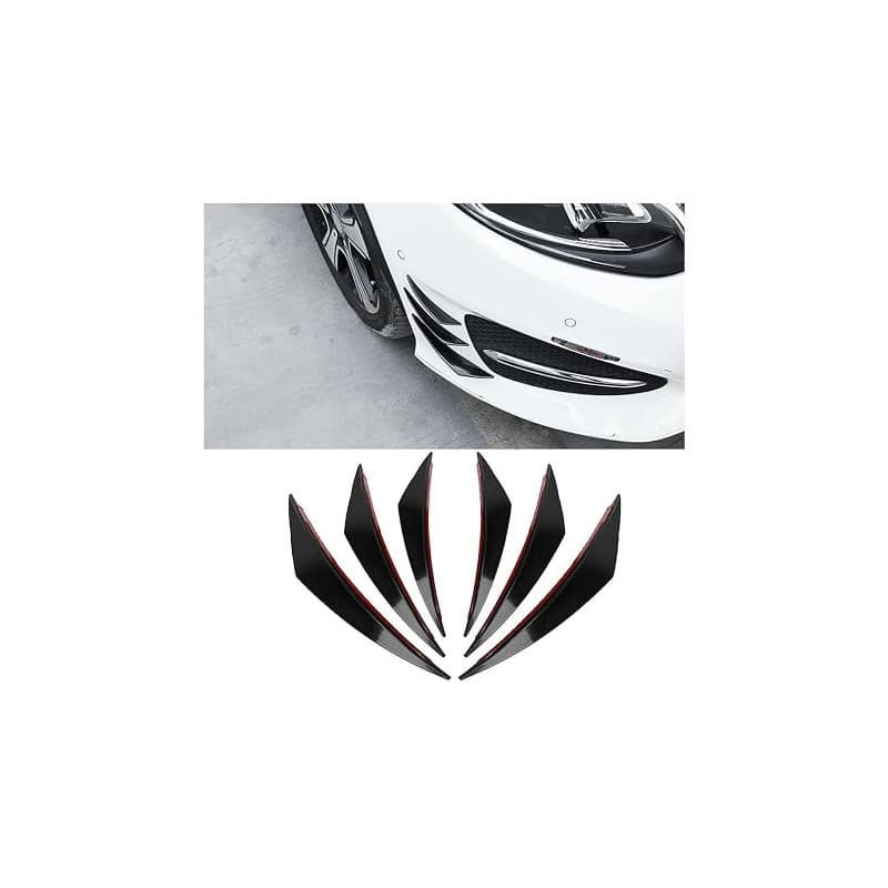 JNNJ 6 Pièces Pare-Chocs Lèvre Spoiler Canards Kit, Voiture Coupe-Vent Couteau Garnitures Barre Universelle, Coupe-Vent Couteau
