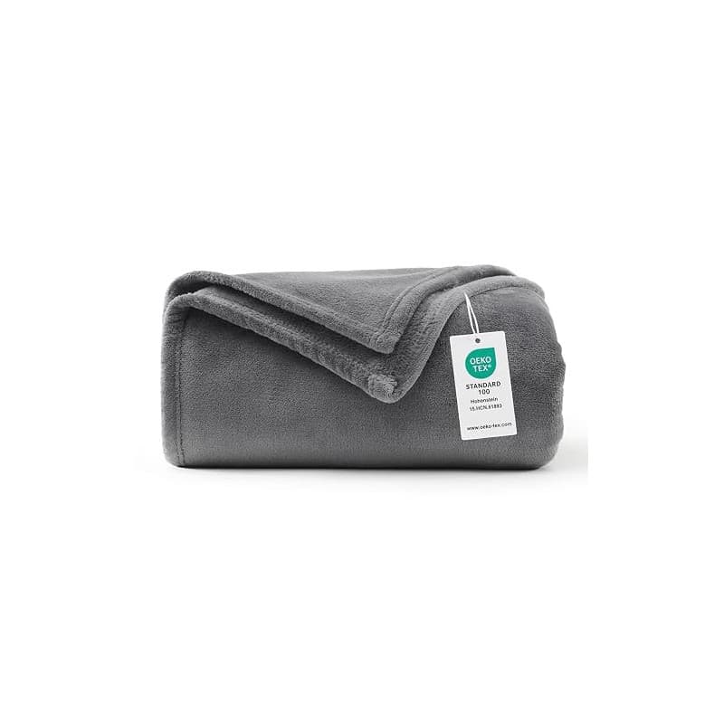 WAVVE Plaid Couverture Polaire Flanelle en Microfibre, Jeté de Canapé 150x200 Gris Anthracite, Couverture lit Jete de Canape 2 P