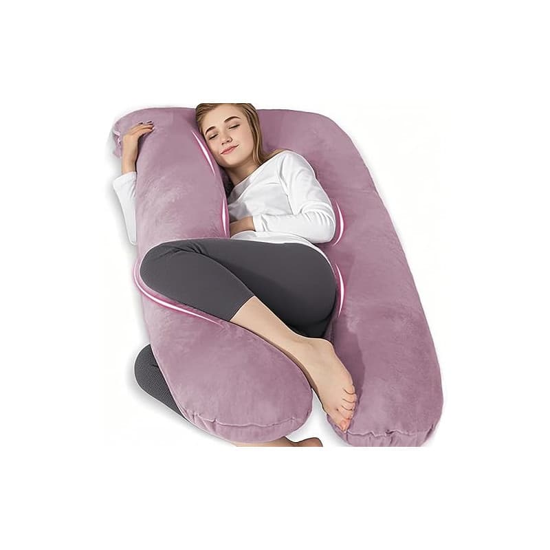 Chilling Home Coussin de Grossesse,Coussin Allaitement en Forme de U en Velours Amovibl, Coussins de Maternité et Corps pour Dor