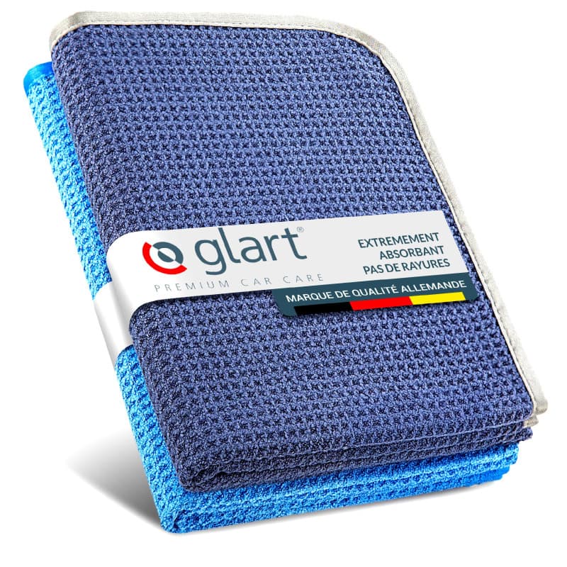 Glart 47TB Lot de 2 Chiffons Microfibre XXL 70×40 cm – séchage Voiture Doux et Absorbant – sans Peluches ni Rayures – Entretien