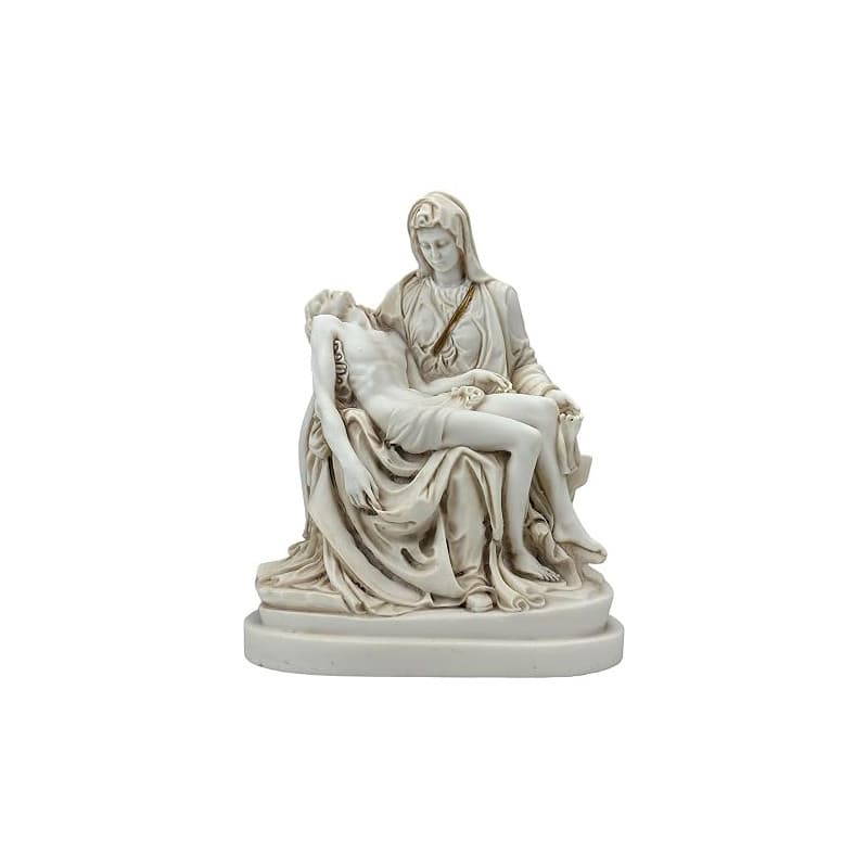 Statue Pieta Jésus-Christ et Mère Marie Gris Patine 22,9 cm