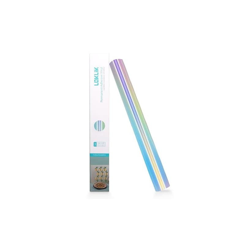 LOKLIK Vinyle Adhésif Permanent Holographique Argenté – 1 Rouleau 30.5 x 90 cm, Idéal pour Verre, Métal, Plastique – Durable et