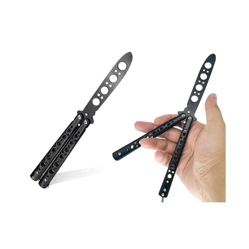 Lhbwhiz Couteau papillon pour la pratique, entraîneur de papillons avec couteau d'entraînement à lame non aiguisée, lame non tra