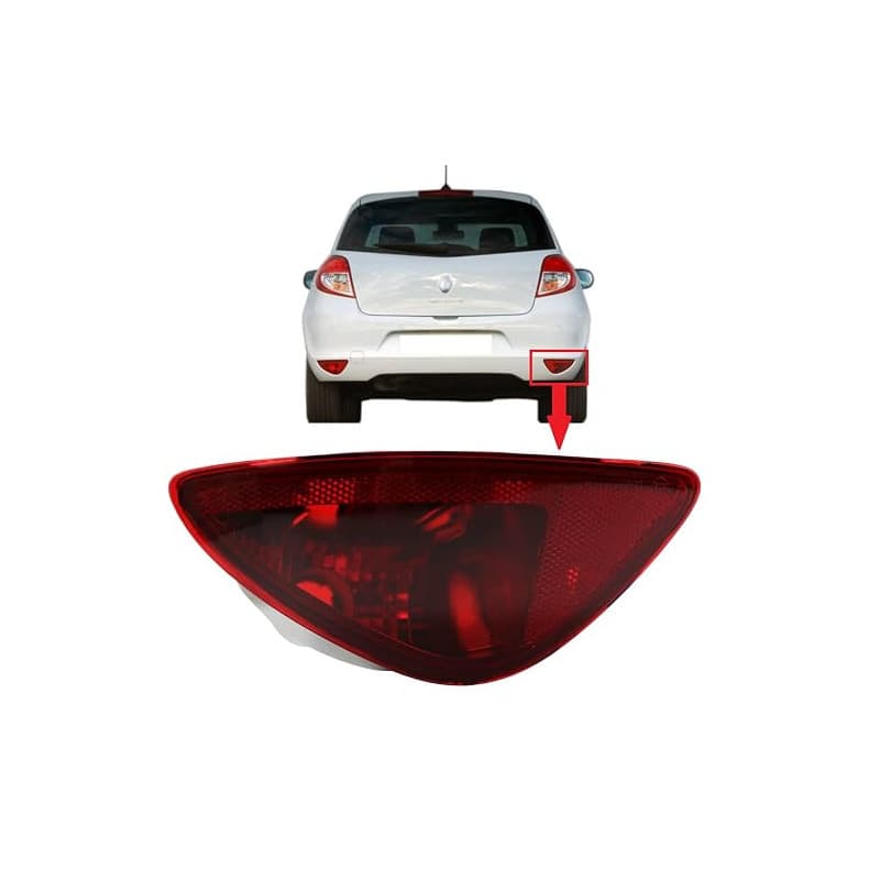 BIAREN Réflecteur de lampe de feu de brouillard arrière droit pour Renault Clio Mk3 Hatchback (2009-2012) 8200776054 8200776121