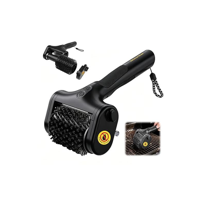 Brosse électrique pour barbecue avec batterie, 2 niveaux et lumière LED pour grilles de barbecue