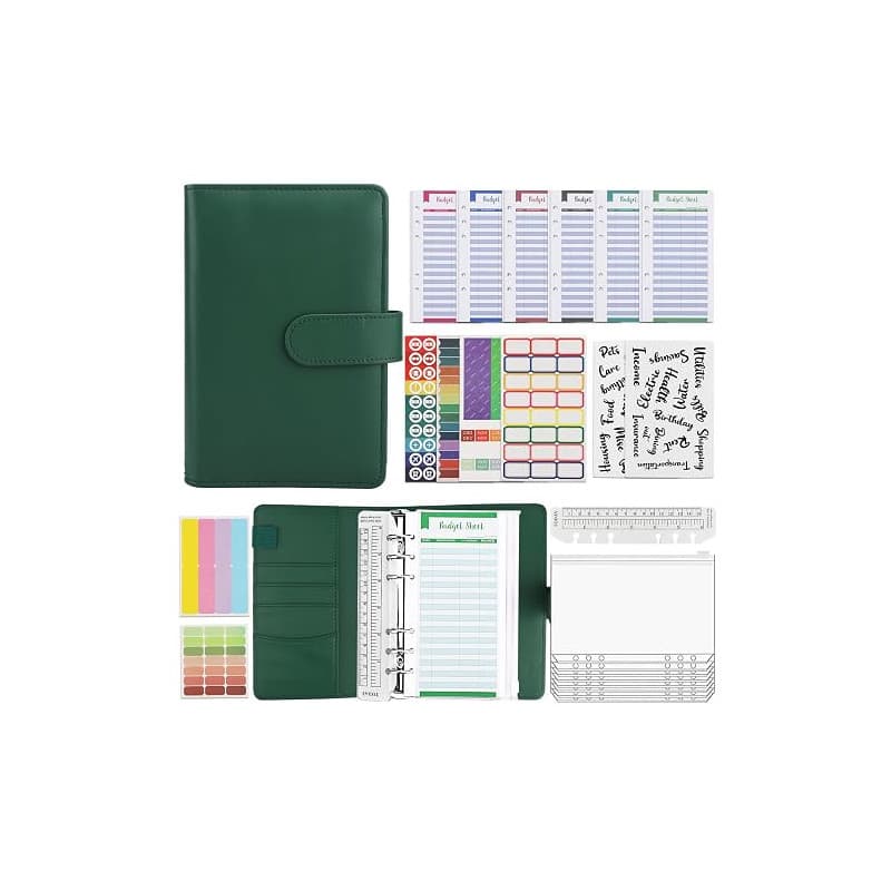 Classeur à Anneaux A6-30 Pièces Money Binder avec Enveloppes à Glissière et Étiquettes - Idéal pour Enveloppe Budget et Classeur