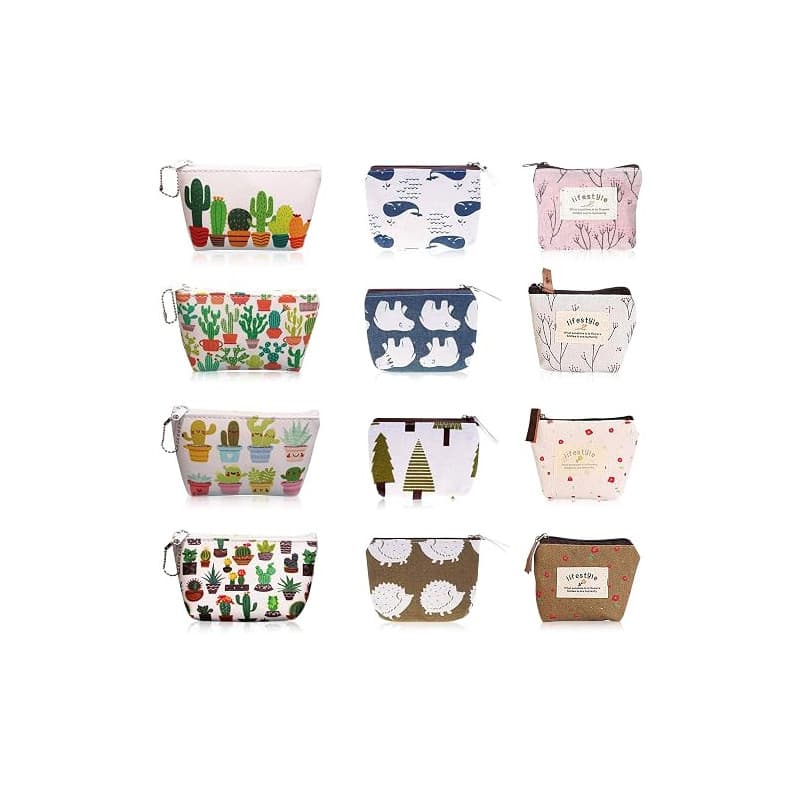 PYSEOSISE Mini Portefeuille en Toile, 10 Pièces Porte-Monnaie avec Fermeture Éclair, Petite Pochette Portable Trousse Cosmétique