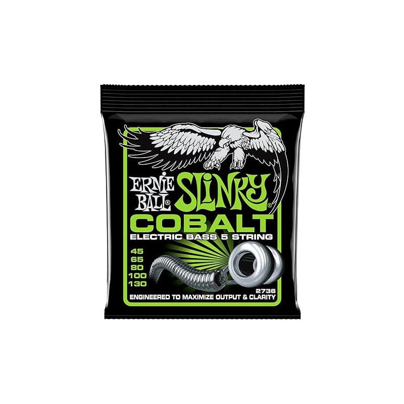 Ernie Ball Slinky Cobalt Cordes, pour basse électrique à 5 cordes, calibre 45-130