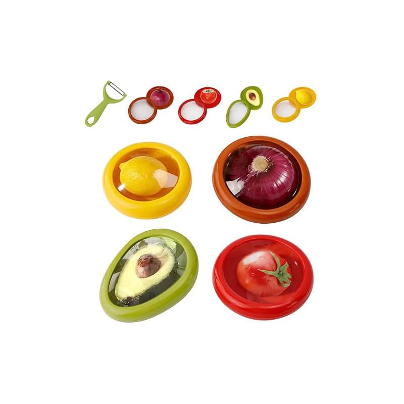 WRENYZK Lot de 4 économiseurs de fruits et légumes, réutilisables, conteneurs de stockage de fruits, récipients alimentaires ant