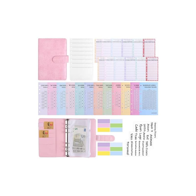SULOLI A6 Enveloppe Budget Français Classeur Budget Planner | 12 Épargne Défis Budget pour Économiser de l'argent Planifier vos