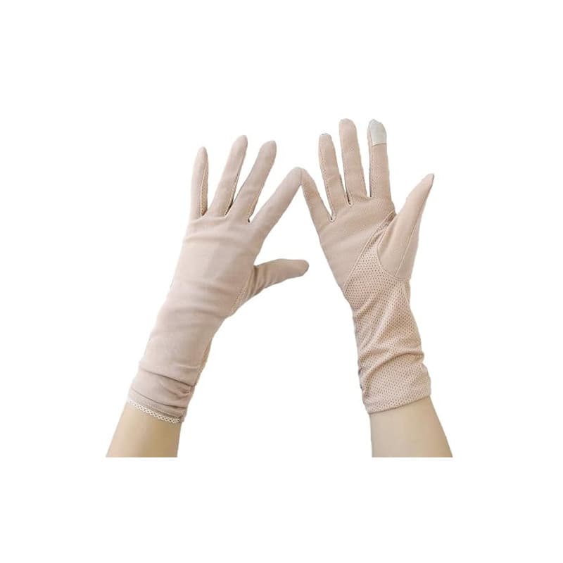 OhMill Gants de Soleil Long Femme Été Gants de Conduite en Coton Écran Tactile à Doigts Complets Respirant Antidérapants Gant de