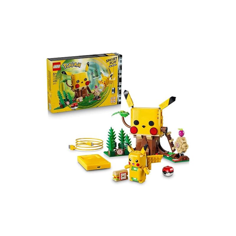 LEGO Pokémon Smart Play: Pikachu et la Cabane d’Entraînement - Set Interactif Tout-en-Un avec 1 Smart Brique, 4 Tags, 1 Chargeur