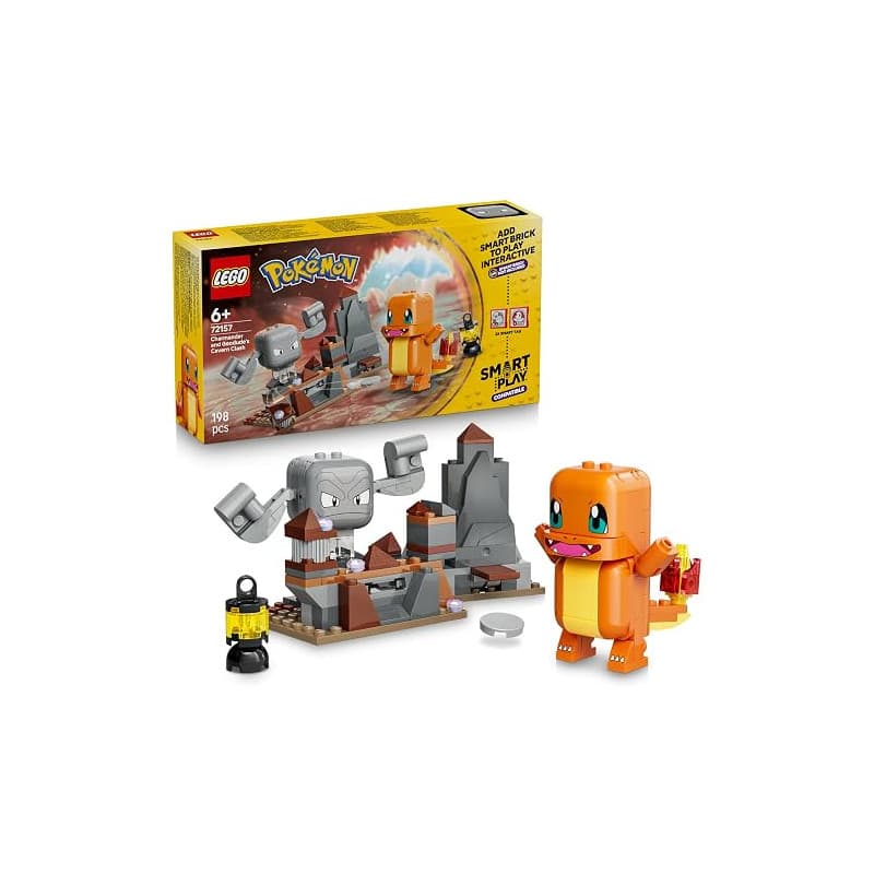 LEGO Pokémon Smart Play: Salamèche et Racaillou, Le Combat dans la Grotte - Jouet Interactif - Set Compatible avec 2 Smart Tags