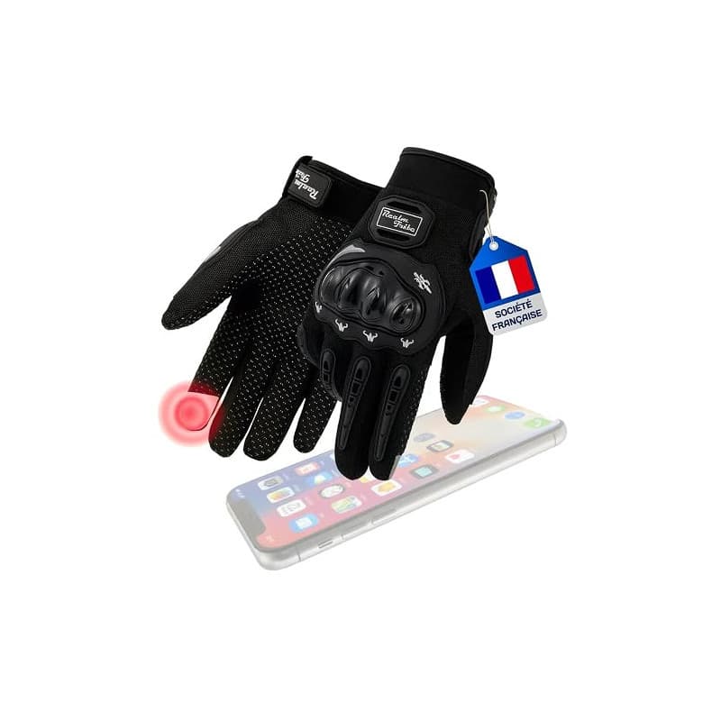 nedit Gant Moto Homologué Homme/Femme (Taille M) - Gants Moto A Écran Tactile pour Téléphone - Equipement de Protection Scooter/