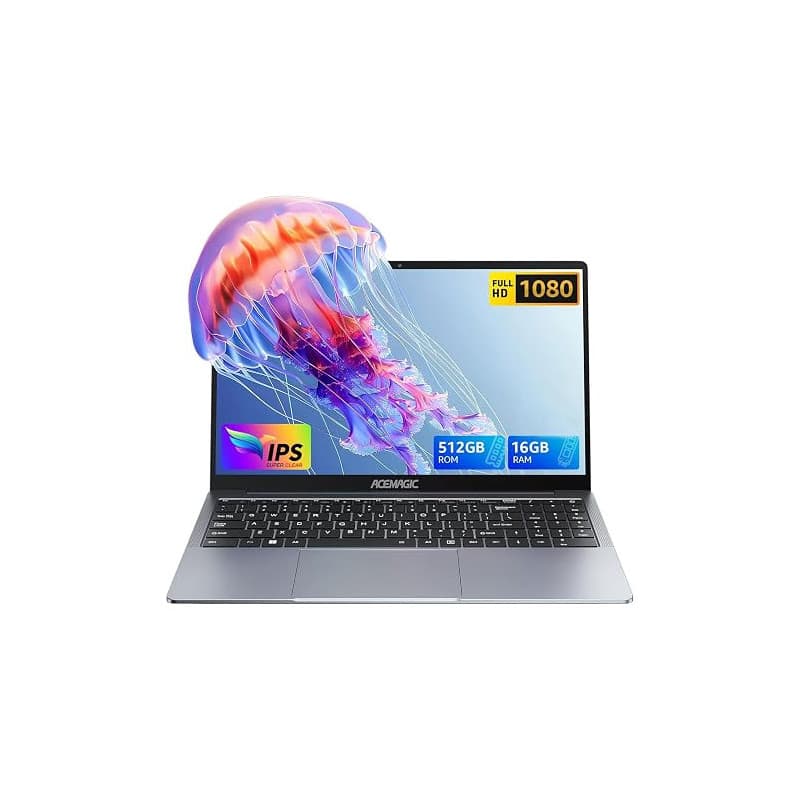 ACEMAGIC 15,6 Pouces Ordinateur Portable,Processeur Quad-Core N97 12ème gén jusqu'à 3,6GHz 16Go RAM DDR4 512Go SSD M.2 WiFi 5 BT