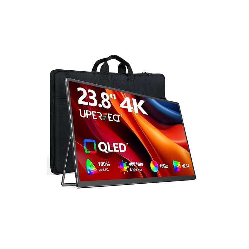 UPERFECT Écran Portable 4K 24" QLED, 400 Nits 145% sRGB Grand Écran | 3840 × 2160 UHD | USB-C et HDMI | Compatible VESA et Socle