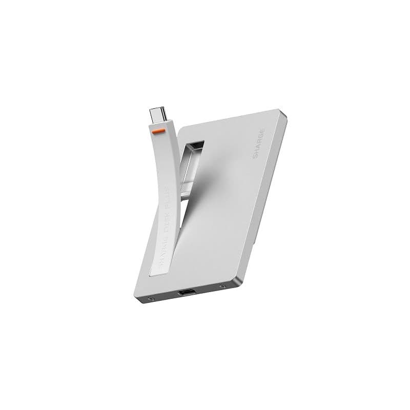 SHARGE Disk Plus Boîtier SSD Externe M.2 NVMe USB-C 10Gbps Câble Intégré | Jusqu'à 4 To (SSD Non Inclus), Boîtier Ultra Fin 6 mm