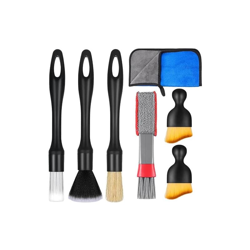 Zhtulck Pinceau Nettoyage Voiture 7 Pièces Pinceau Detailing Auto pour Nettoyer Les Jantes, Les intérieurs de Voiture, Les Fente