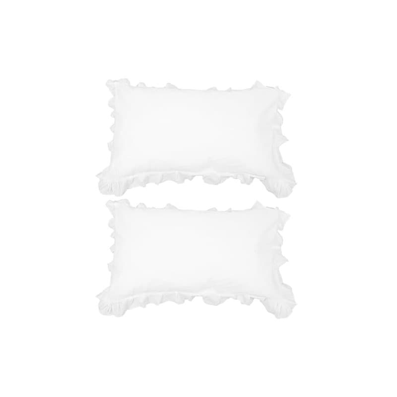 SHINEOFI 2pcs Taies d'oreiller en Coton 50x70 cm À Volants en Dentelle | Taies D'oreiller Housses Douces Et Respirantes Pour Cha