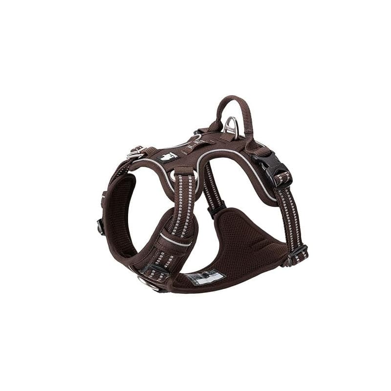 Harnais pour Chien No Pull Nylon Souple Réfléchissant Réglable pour Petit Grand Animal Domestique TLH56512(S, Marron)