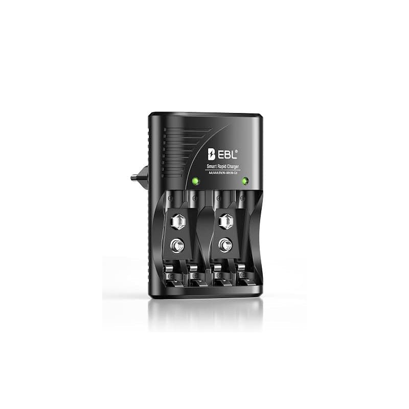 EBL Universel Chargeur de Piles Direct, pour AA AAA 9V Piles Rechargeables | Adaptateur Secteur Direct 100-240V, Chargeur Polyva