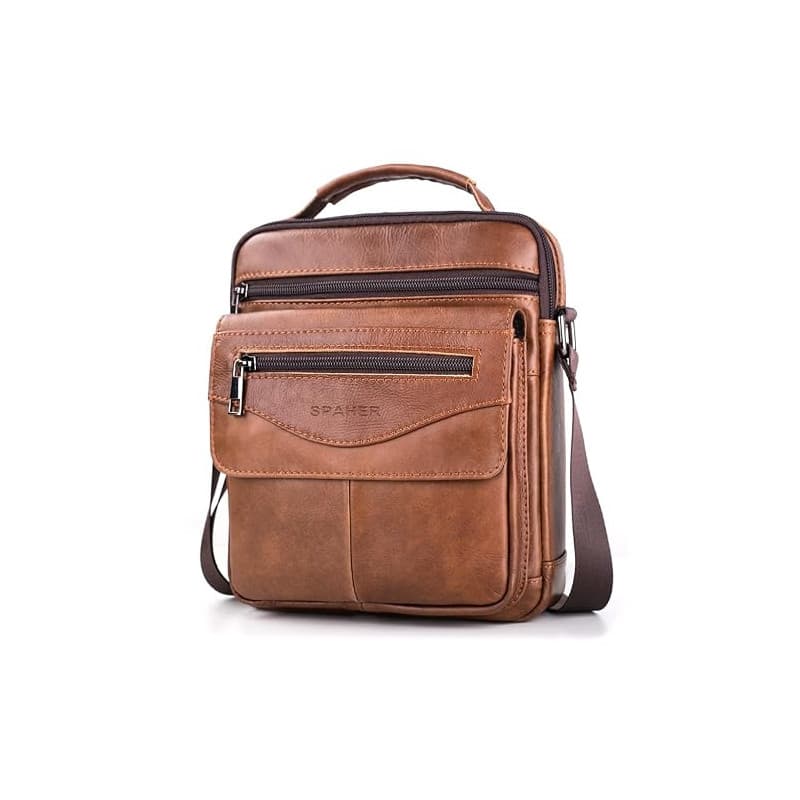 SPAHER Sacoche Homme Cuir Véritable Sacoche Homme Bandouliere Pochette Homme Grand Sac Bandoulière Homme Sac Porté Epaule Sacs B