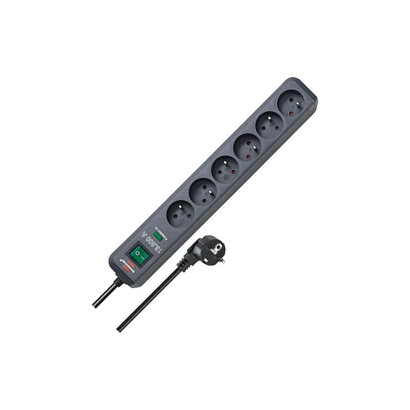 Brennenstuhl Bloc multiprise Eco-Line 6 prises en quinconce, 1,5m H05VV-F | 6 prises orientées en alternance à 45 degrés 2P+T 16