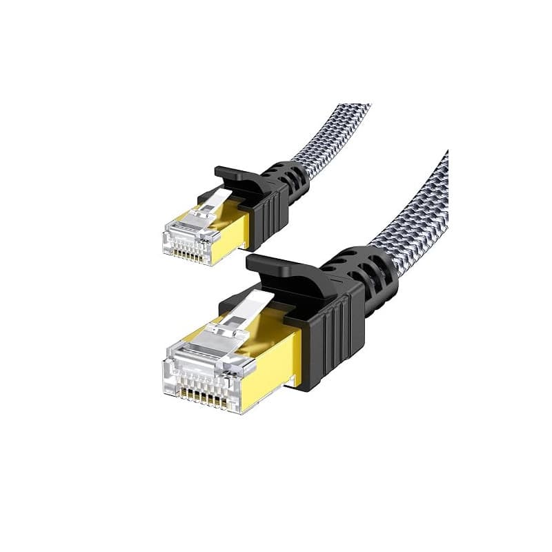 Snowkids Câble Ethernet 5m, RJ45 Cat 7 Câble Réseau 10Gbps 600MHz Haut Débit S/FTP Cable Plat Nylon LAN Câble Internet Compatibl