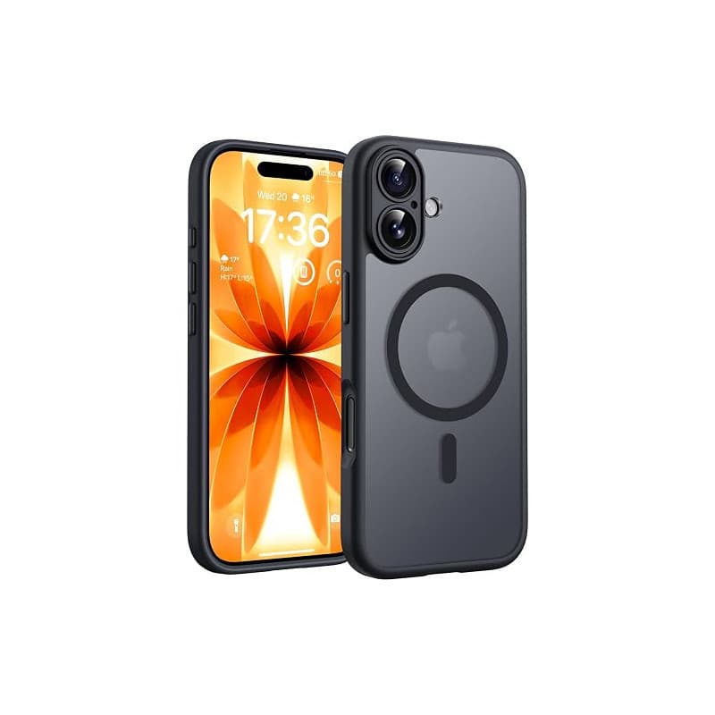 TOCOL Coque pour iPhone 17, Compatible avec MagSafe, Noir | Anneau Magnétique Intégré, Protection de l'objectif Améliorée, Résis