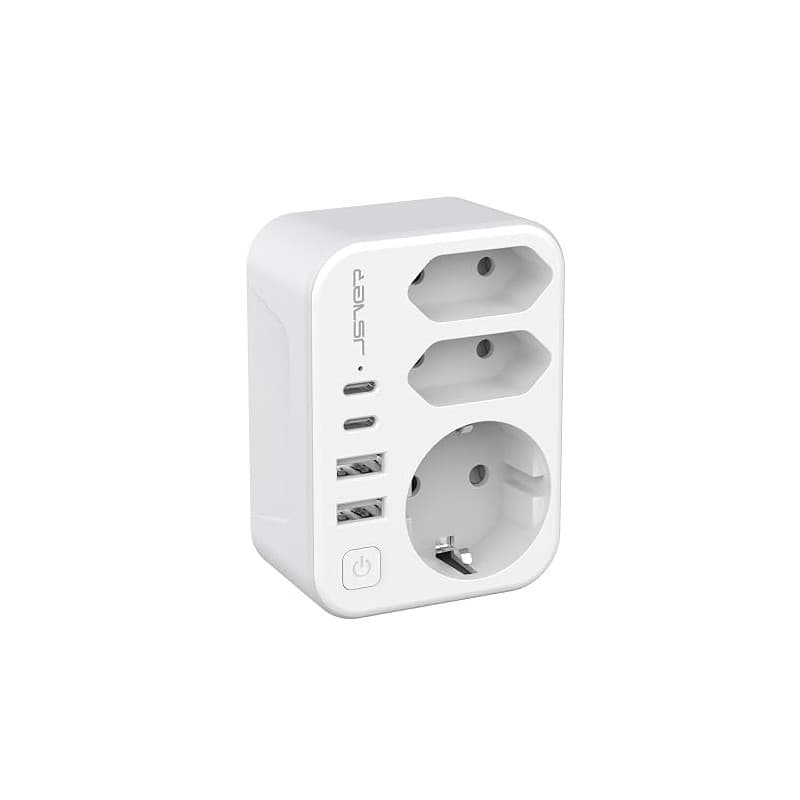 Adaptateur de Voyage JSVER France/Europe vers Royaume-Uni, 2 Ports USB-A + 2 Ports Type-C, Prise Type-G Compatible avec Le Royau
